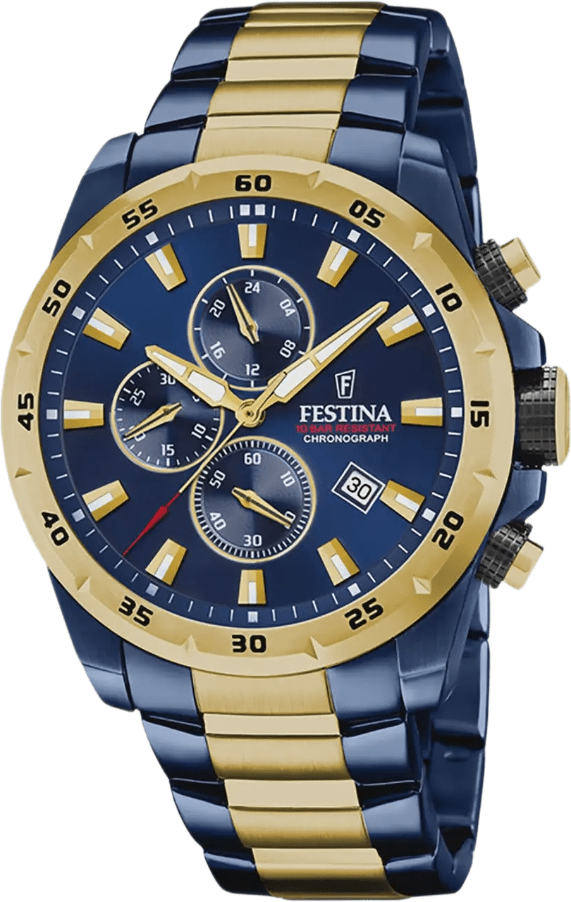 Festina Chrono Sport Herrklocka Bl/bicolor, Metallband - F20564/1, från Festina, i färgen blue.