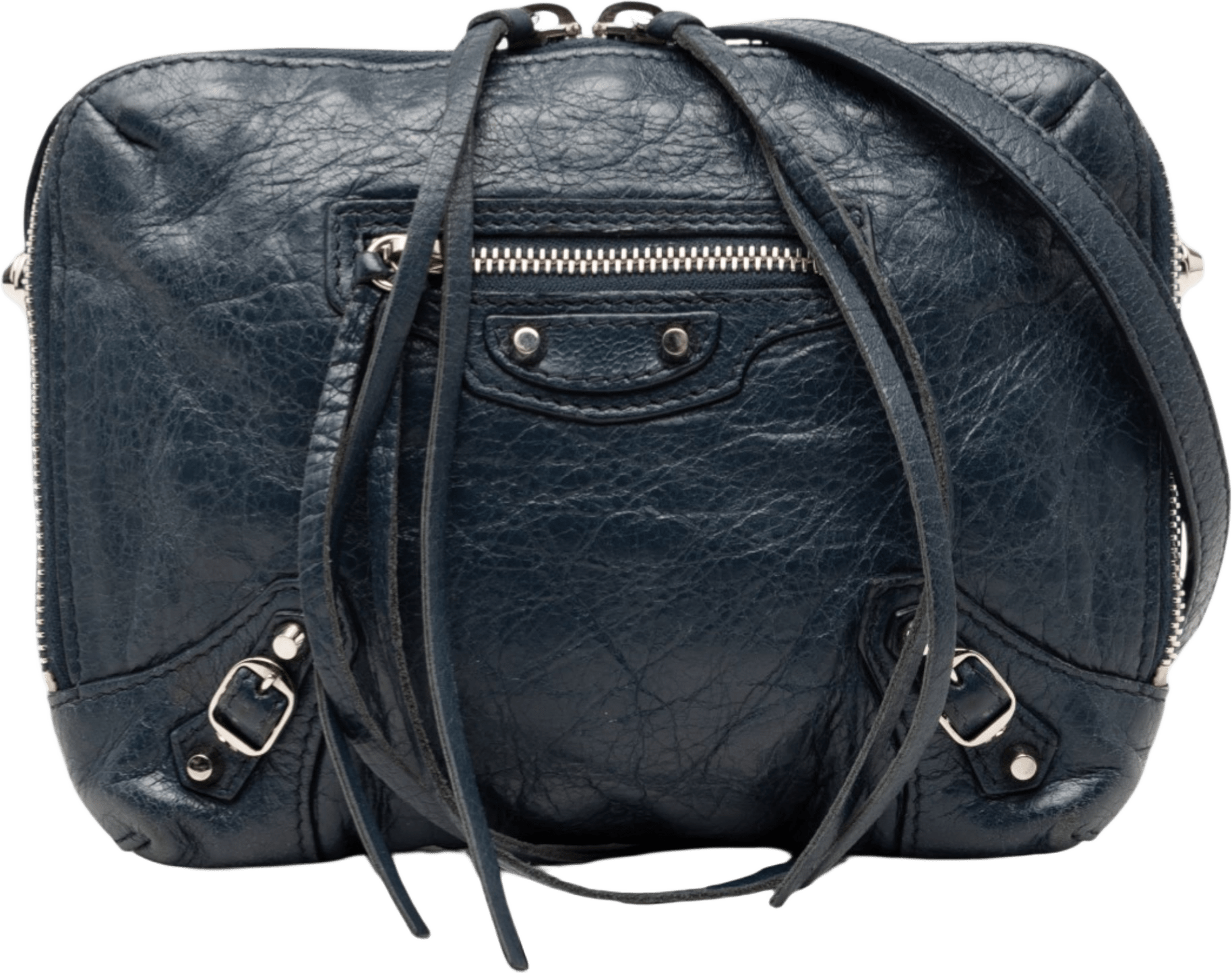 Balenciaga Lambskin Motocross Classic Reporter Xs, från Luxclusif, i färgen navy.