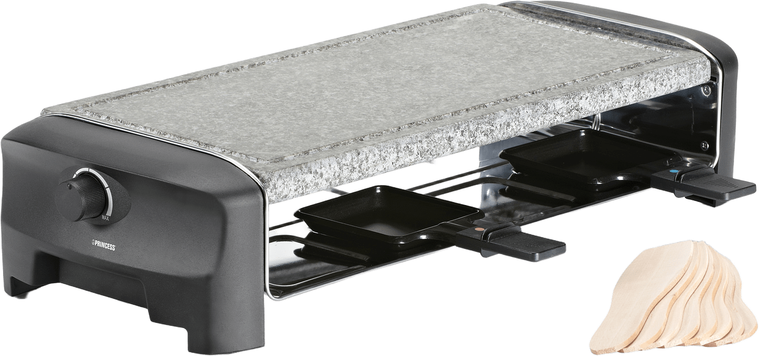 Raclette 8 Stone Grill Party, från Princess, i färgen svart.