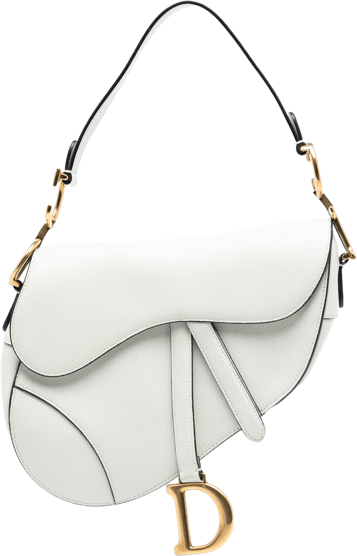 Dior Grained Calfskin Saddle Bag, från Luxclusif, i färgen white.