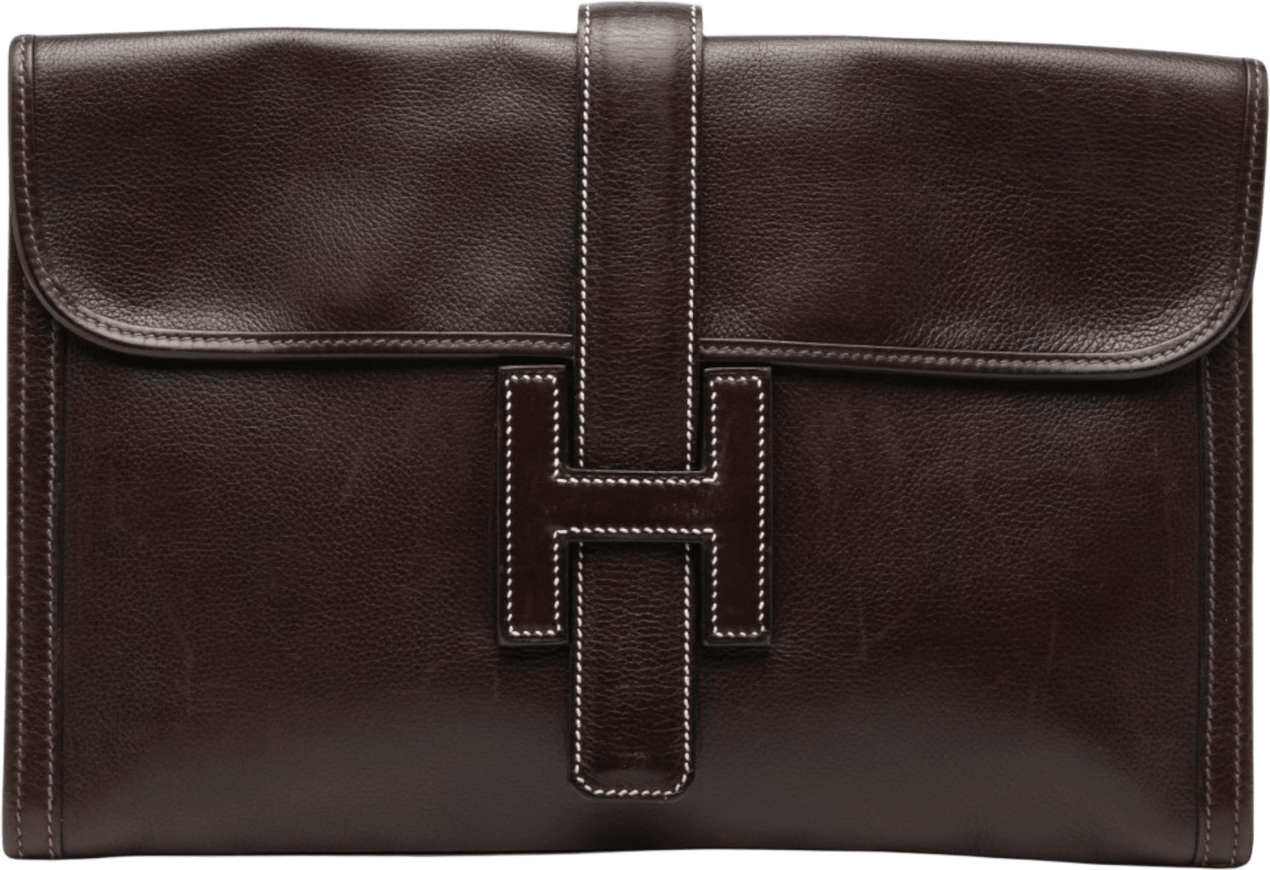 Hermès Evergrain Jige Clutch Pm, från Luxclusif, i färgen dark brown.
