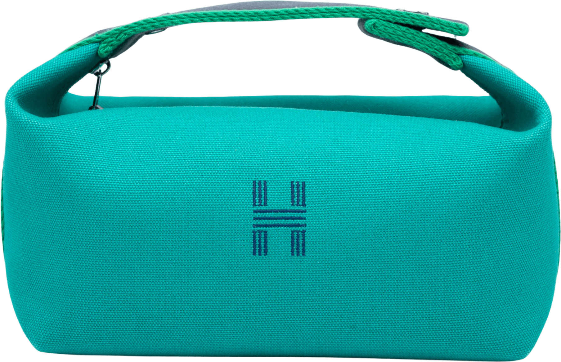 Hermès Small Canvas Bride A Brac Case, från Luxclusif, i färgen turquoise.
