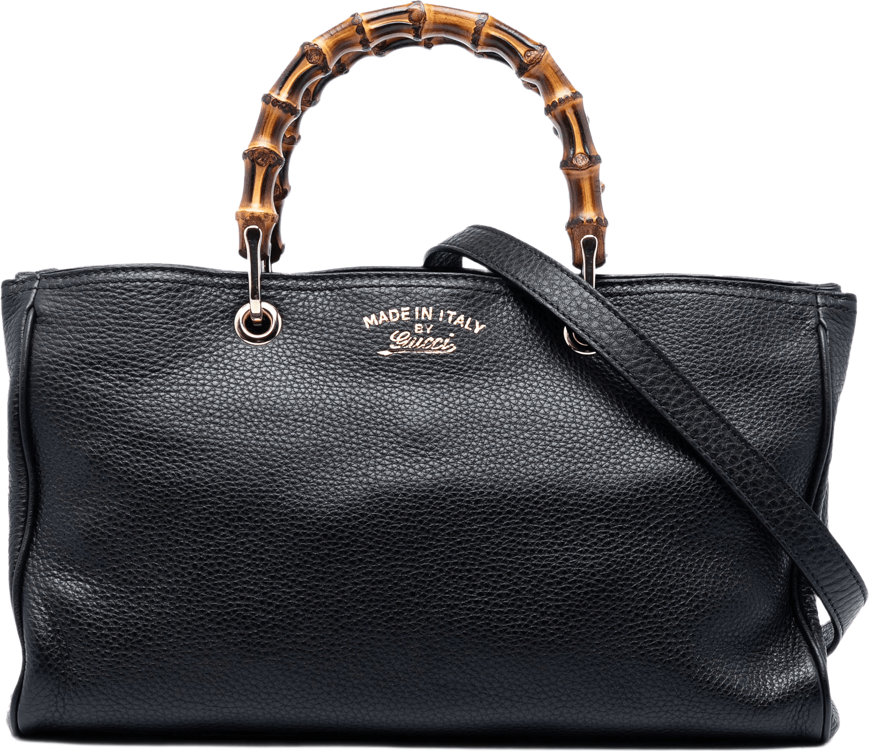 Gucci Medium Calfskin Bamboo Shopper Satchel, från Luxclusif, i färgen black.