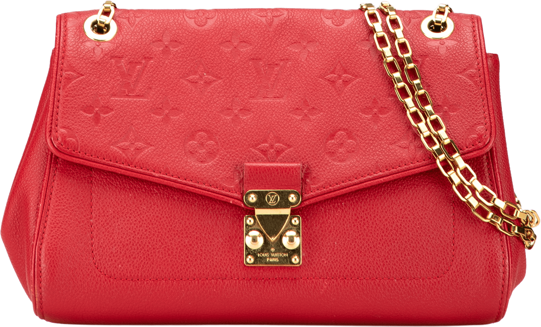 Louis Vuitton Monogram Empreinte Saint Germain Pm, från Luxclusif, i färgen red.