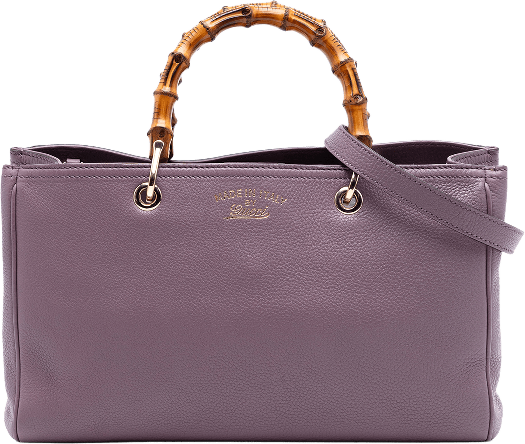 Gucci Medium Calfskin Bamboo Shopper Satchel, från Luxclusif, i färgen purple.
