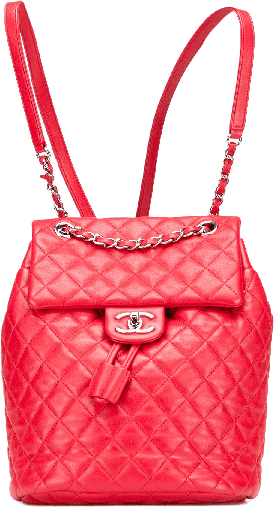 Chanel Small Lambskin Urban Spirit Backpack, från Luxclusif, i färgen red.