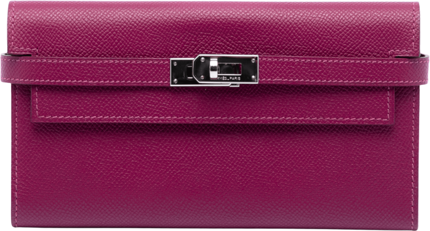 Hermès Epsom Kelly Longue Wallet, från Luxclusif, i färgen magenta.