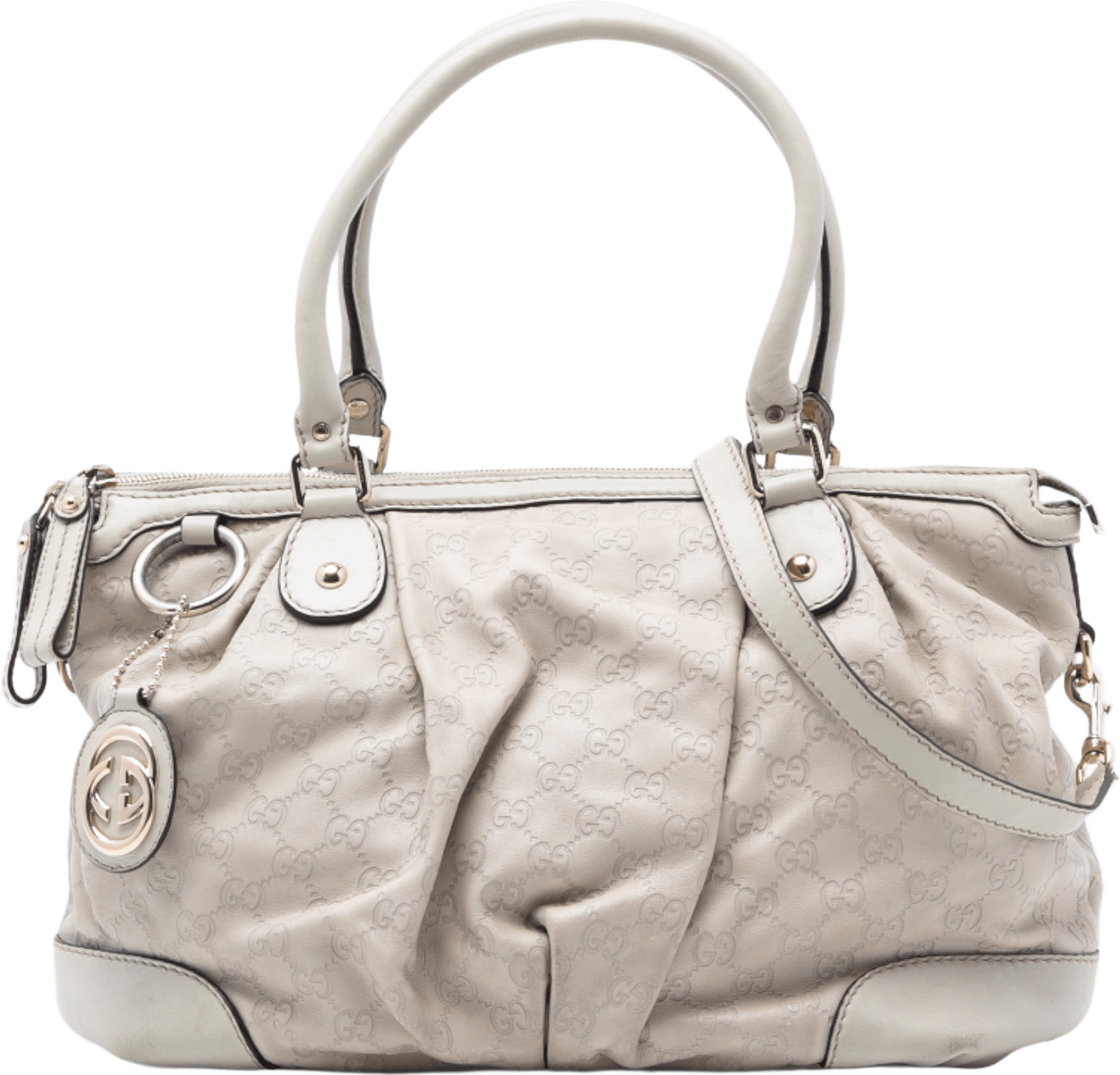 Gucci Guccissima Sukey Satchel, från Luxclusif, i färgen white.