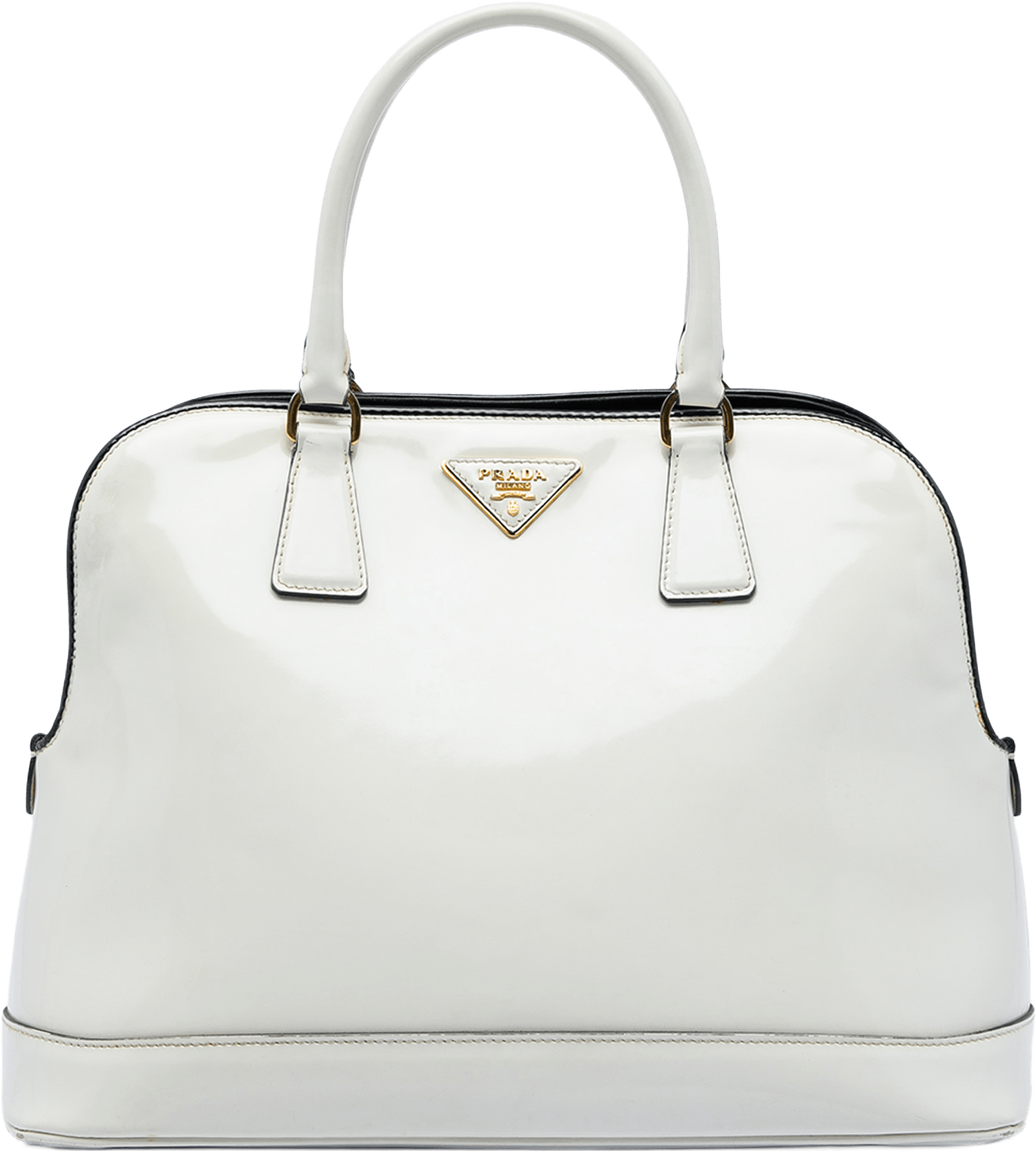 Prada Medium Spazzolato Leather Open Promenade Satchel, från Luxclusif, i färgen white.