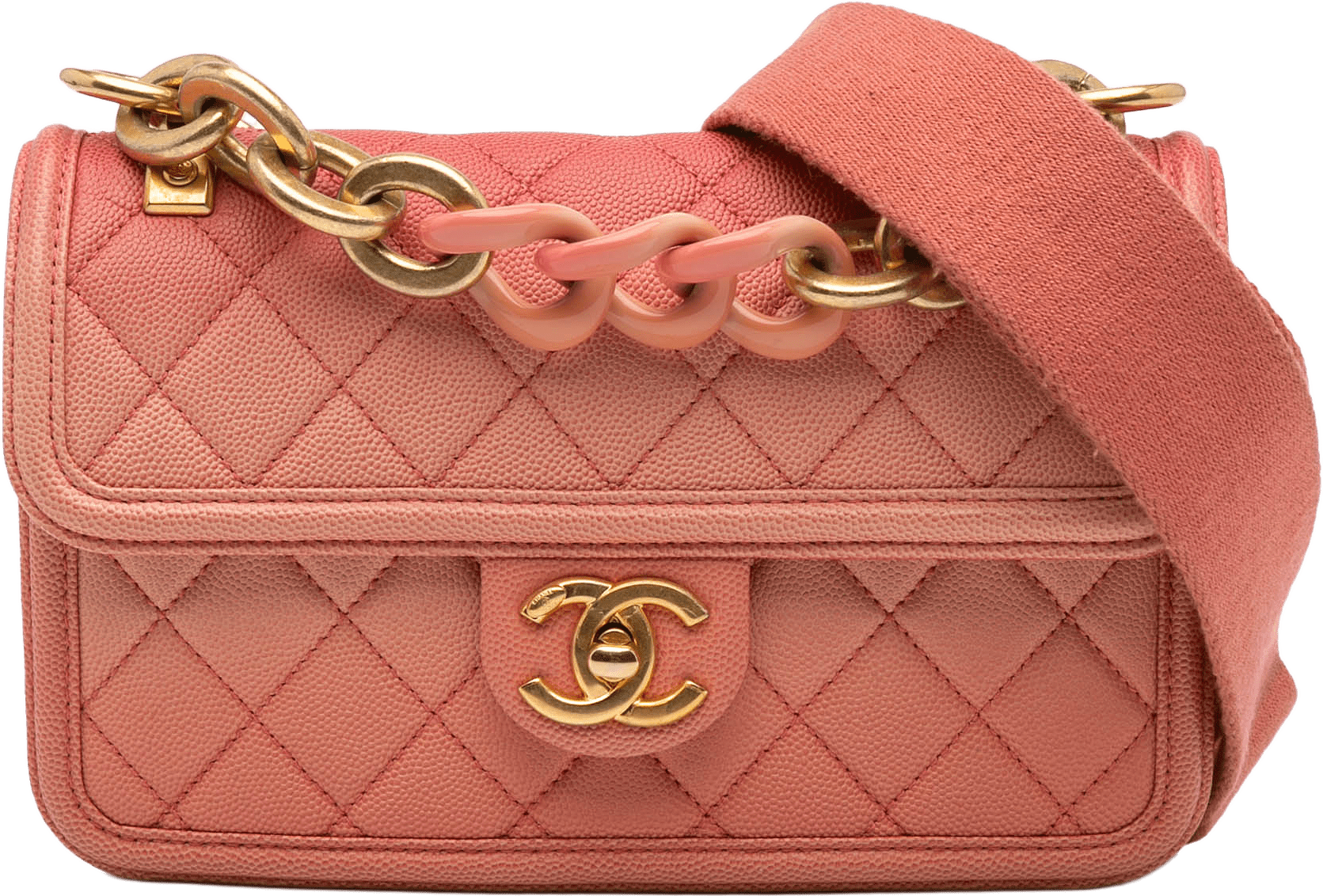 Chanel Small Quilted Caviar Sunset On The Sea Flap, från Luxclusif, i färgen pink.
