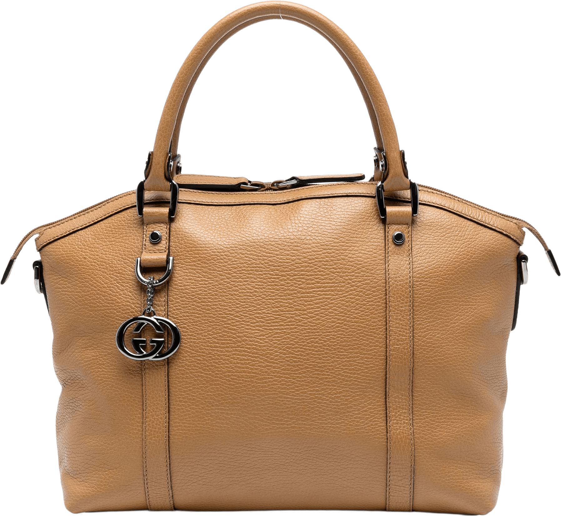 Gucci Leather Gg Charm Dome Satchel, från Luxclusif, i färgen light brown.