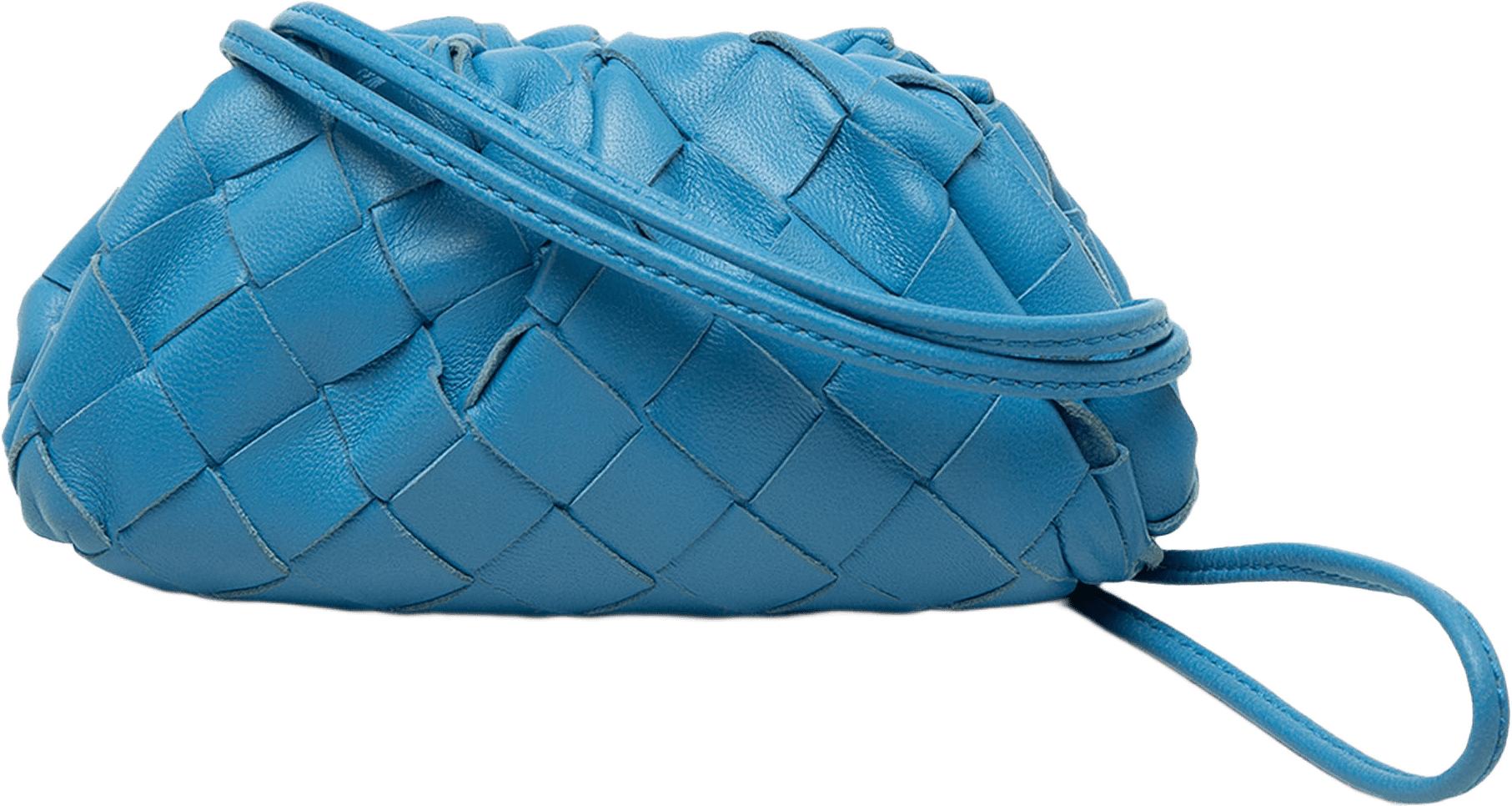 Bottega Veneta Nappa Intrecciato The Extra Mini Pouch Crossbody, från Luxclusif, i färgen blå.