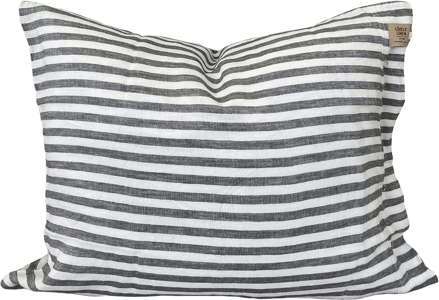 Örngott Misty i tvättat Lin, från Lovely Linen, i färgen grå randig.