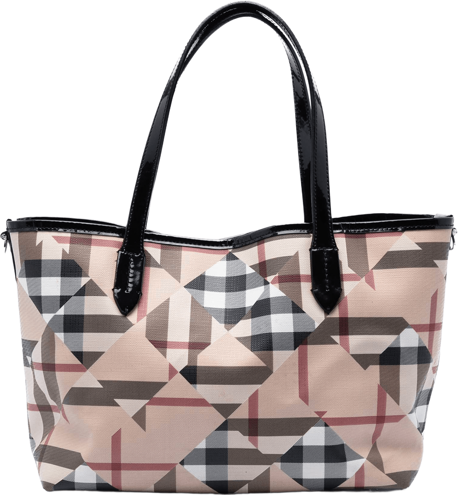 Burberry House Check Coated Canvas Satchel, från Luxclusif, i färgen beige.