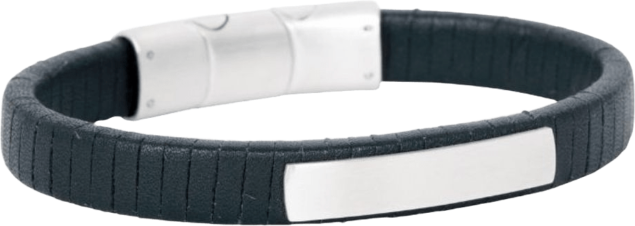 Lucas Leather Bracelet Black, från by BILLGREN, i färgen svart/stål.