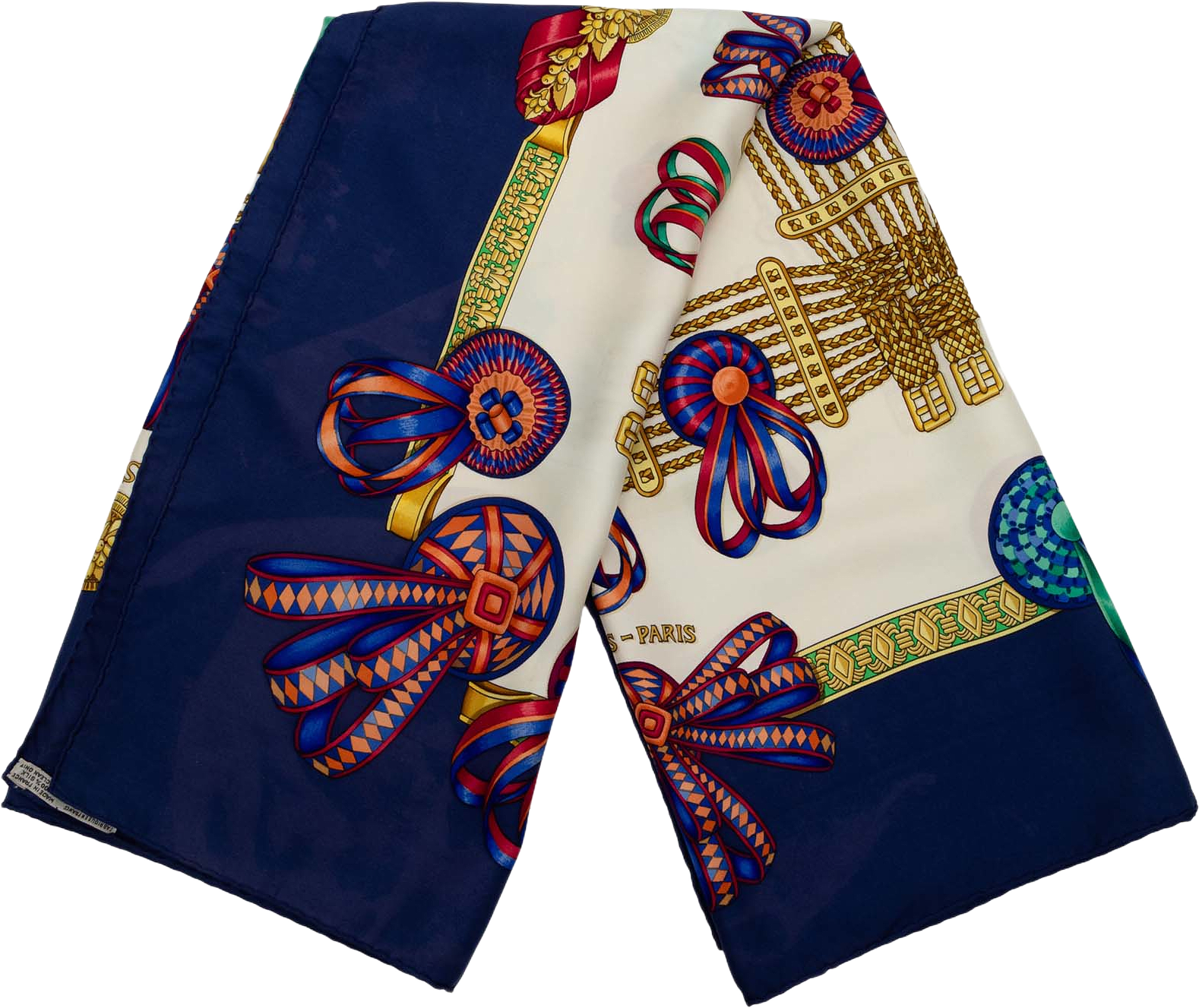 Hermès Les Rubans Du Cheval Silk Scarf 90, från Luxclusif, i färgen white.