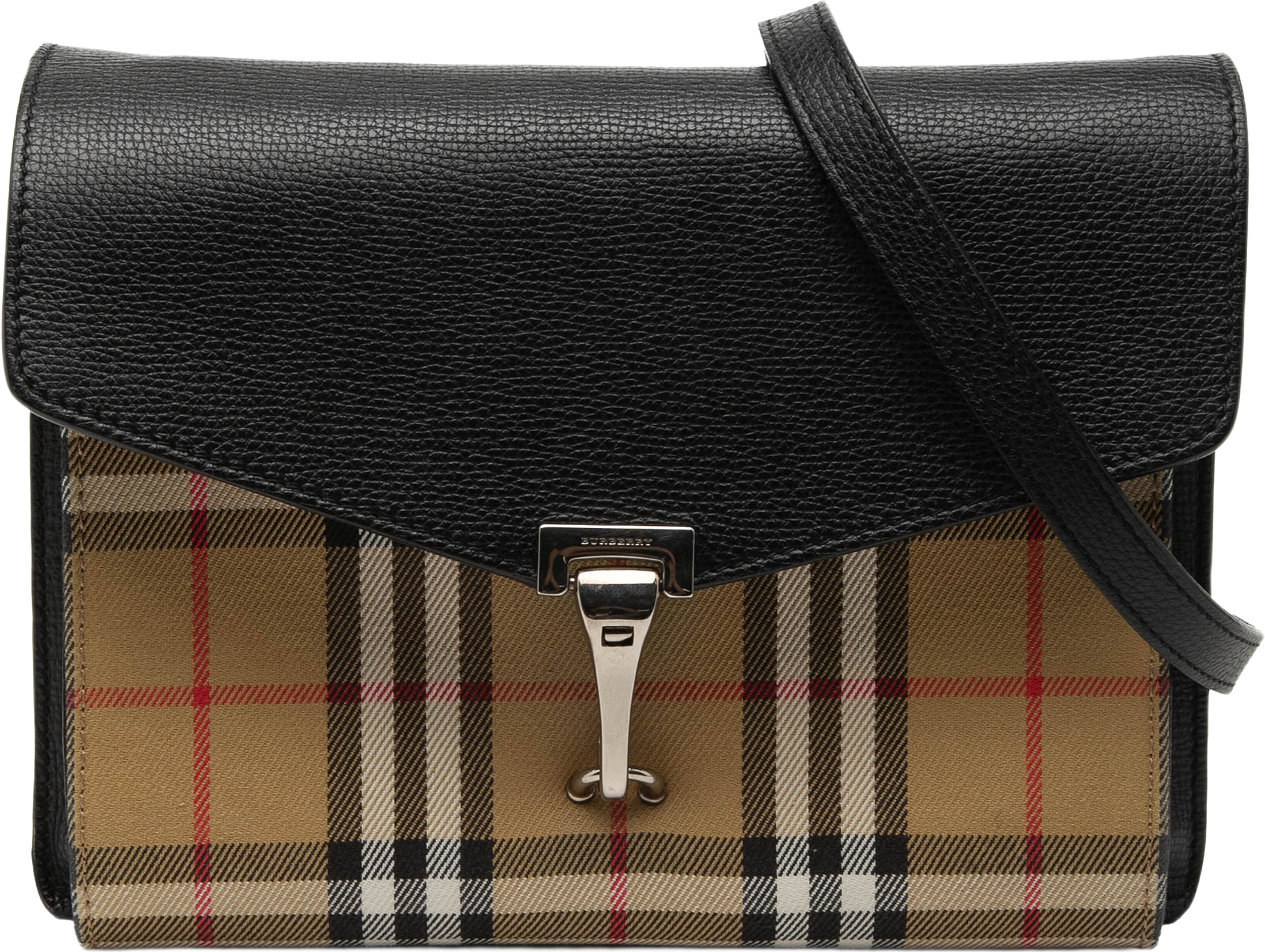 Burberry Small Leather And House Check Canvas Derby Macken Crossbody, från Luxclusif, i färgen beige.