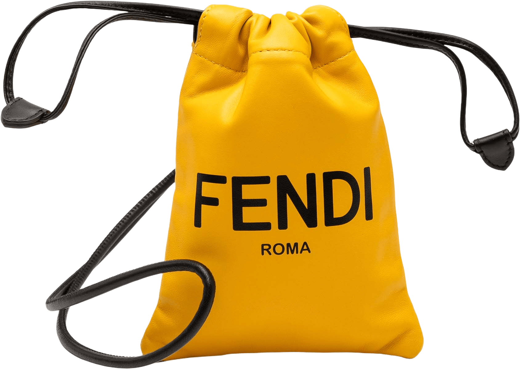 Fendi Mini Nappa Drawstring Pouch, från Luxclusif, i färgen yellow.