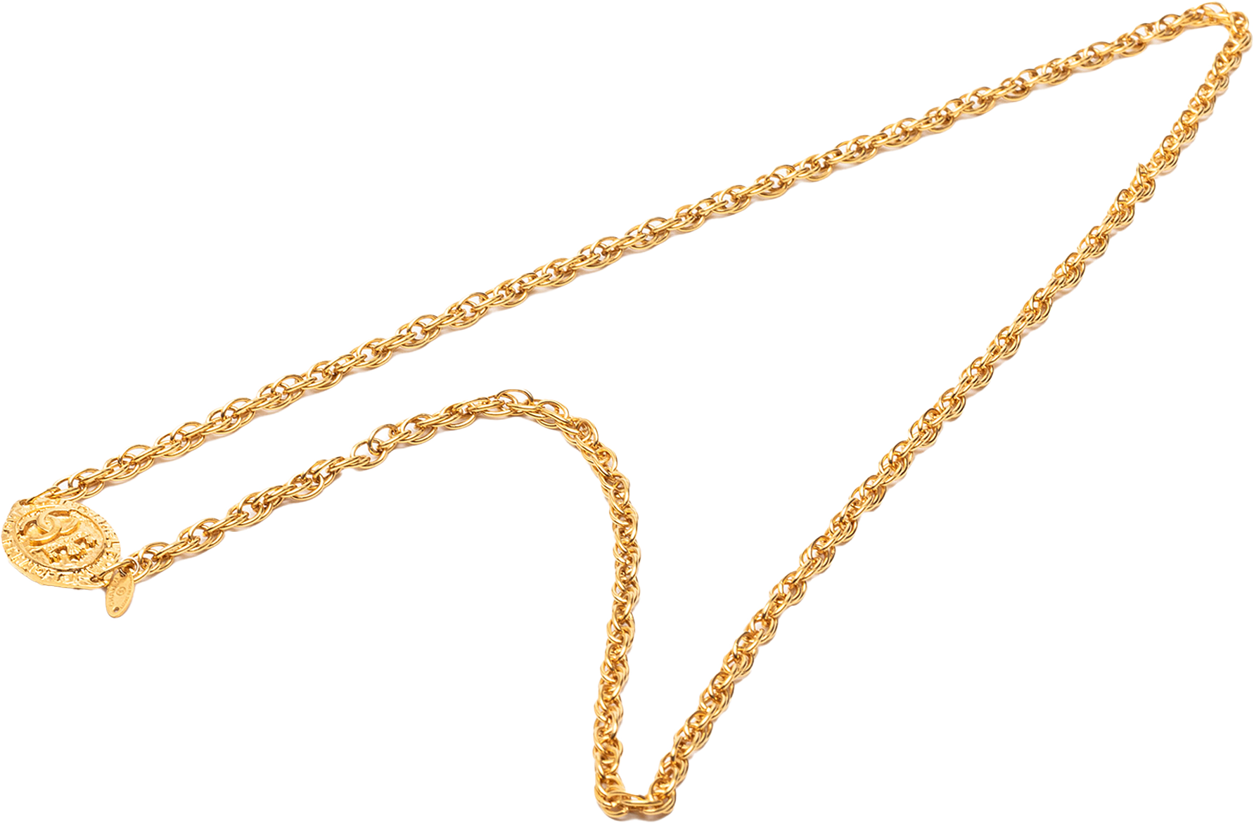 Chanel Gold Plated Cc Medallion Pendant Necklace, från Luxclusif, i färgen gold.