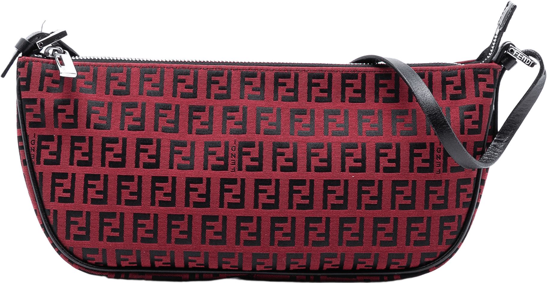 Fendi Zucchino Canvas Pochette, från Luxclusif, i färgen dark red.