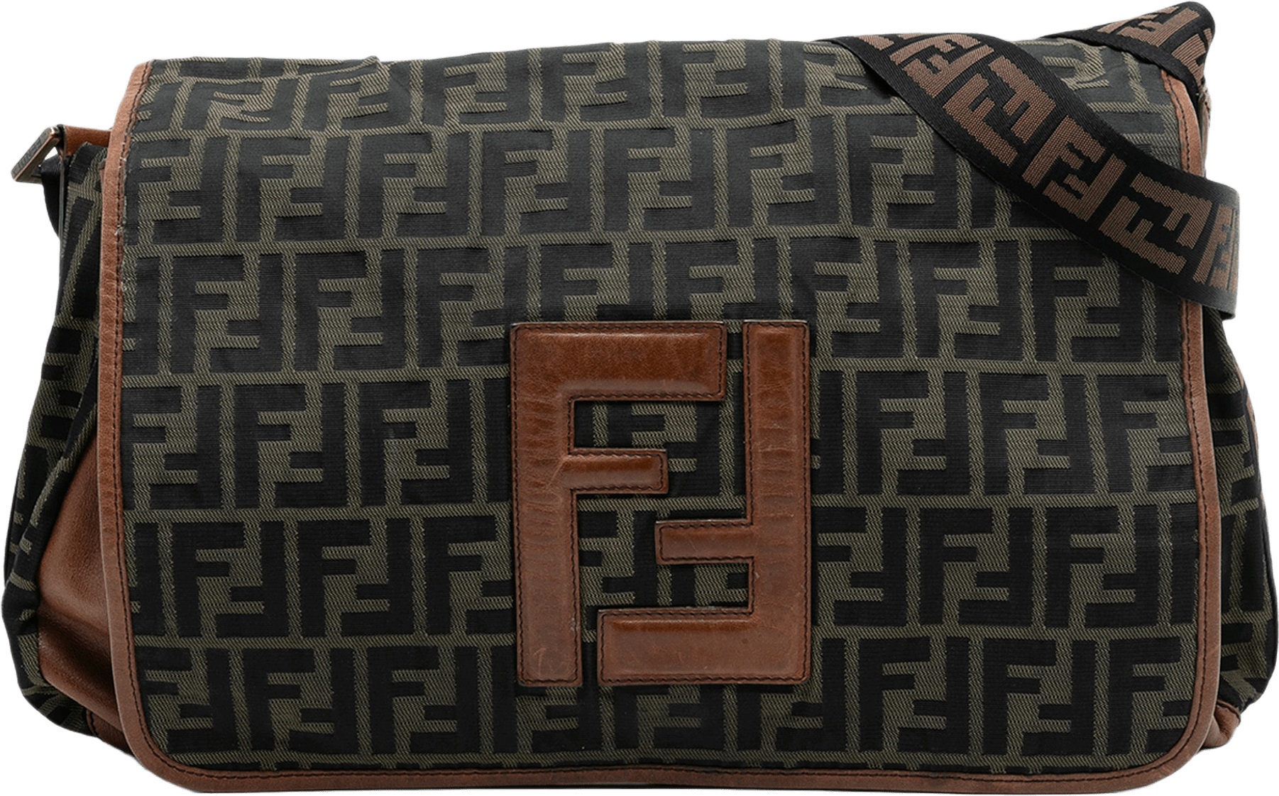 Fendi Zucca Canvas Ff Messenger Bag, från Luxclusif, i färgen brown.