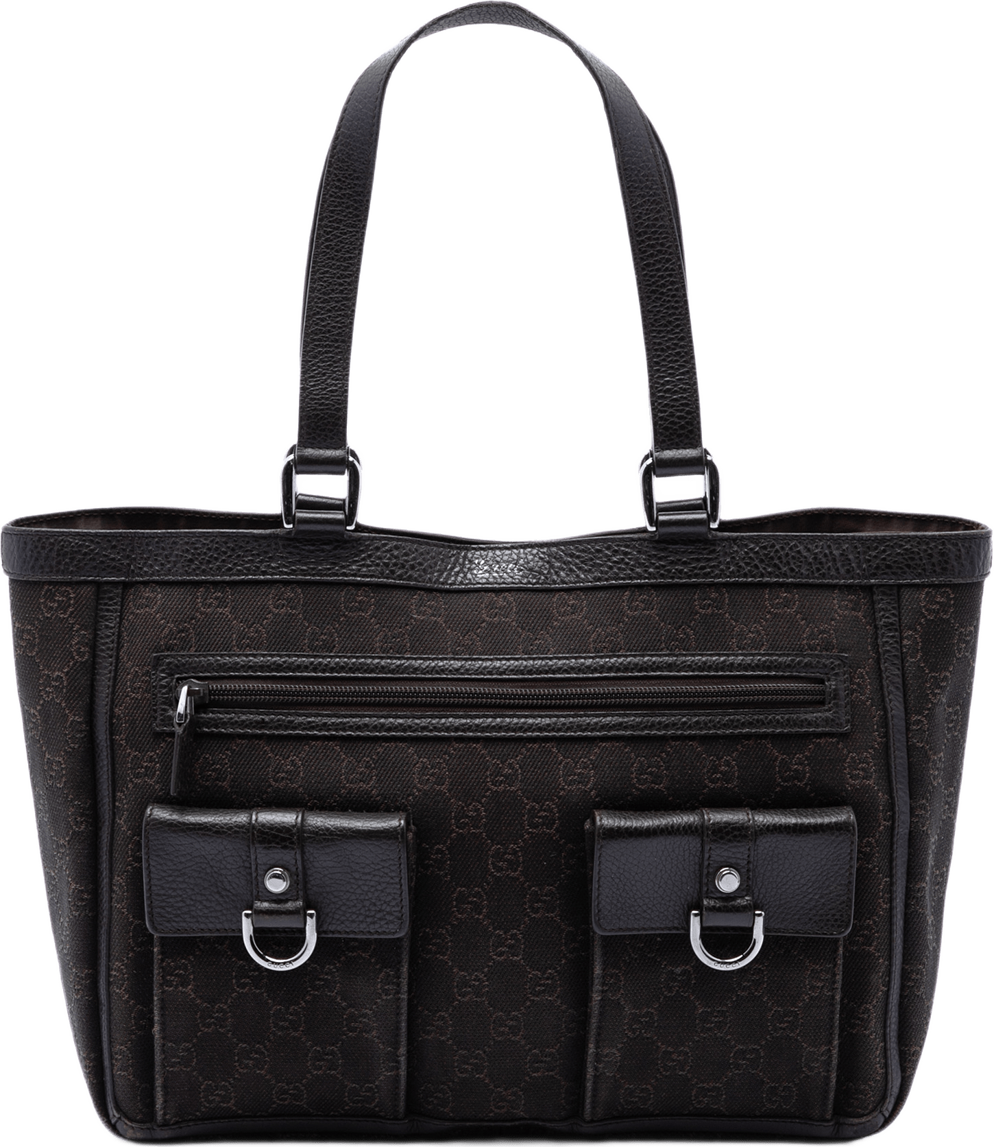 Gucci Gg Denim Abbey D Ring Pocket Tote, från Luxclusif, i färgen brun.