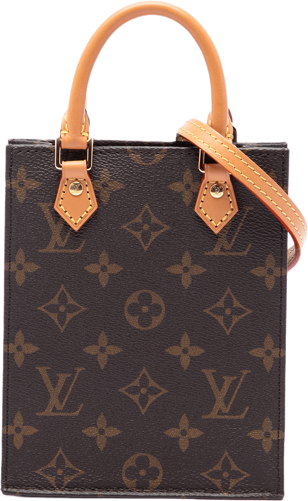 Louis Vuitton Monogram Petit Sac Plat, från Luxclusif, i färgen brun.