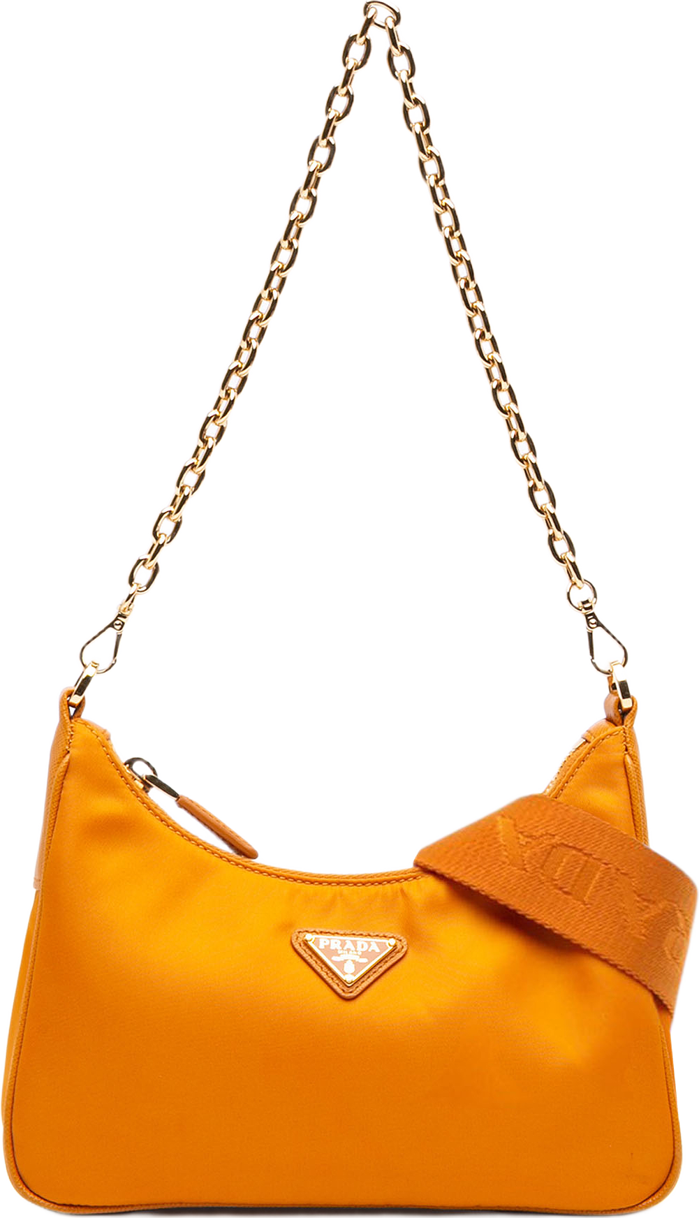 Prada Saffiano Trimmed Re Nylon Re Edition 2005 Satchel, från Luxclusif, i färgen orange.