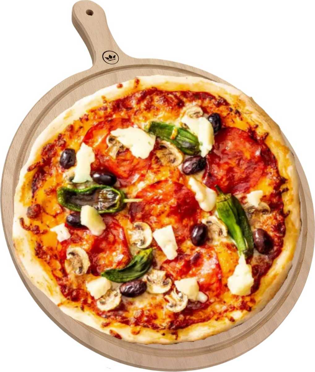 Dutchdeluxes  Stor  Solid Träskär- Och Serveringsbräda – Rund med handtag – Horeca-godkänd, från Dutchdeluxes, i färgen brown.