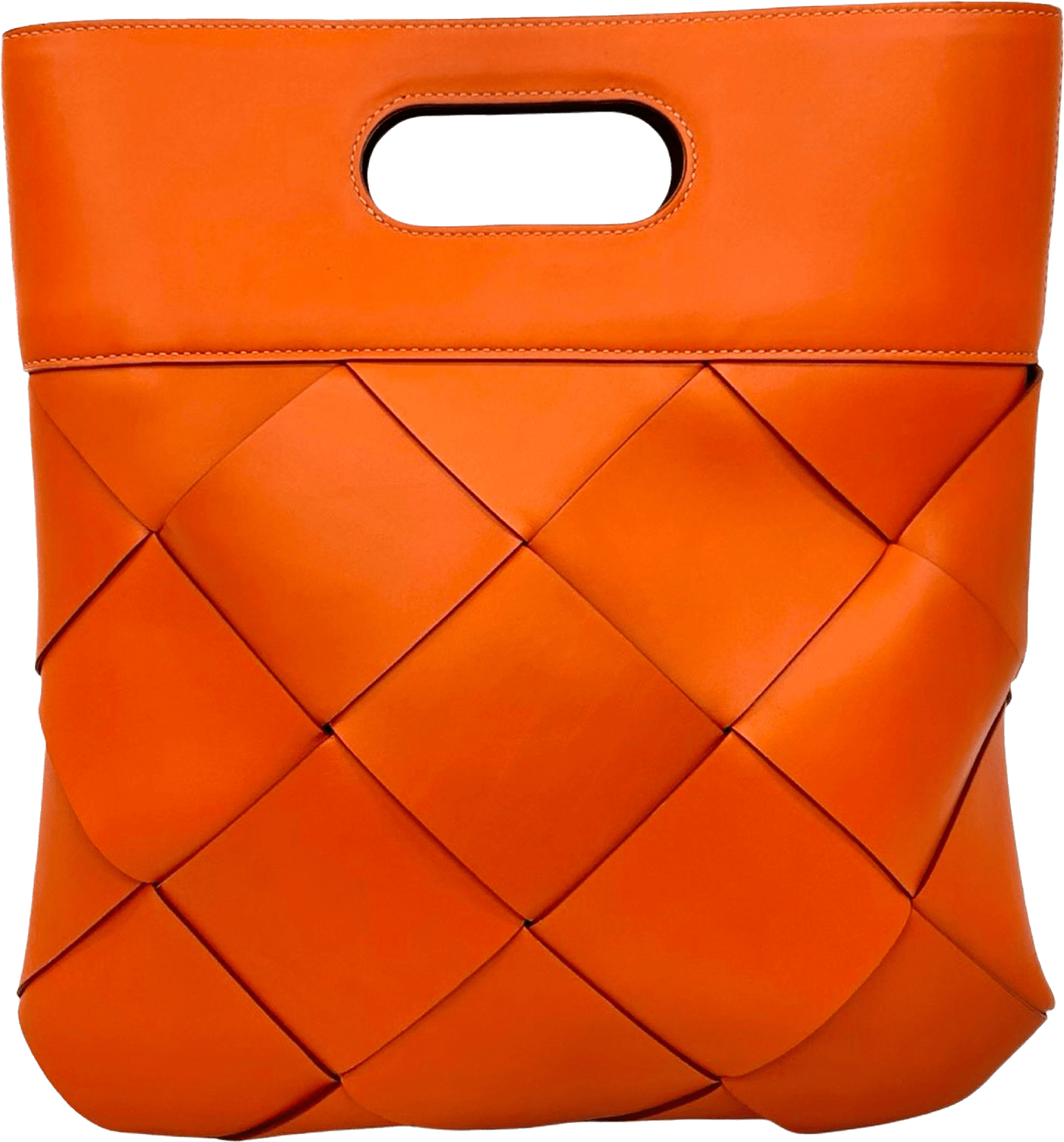 Bottega Veneta Small French Calfskin Slip Tote, från Luxclusif, i färgen orange.