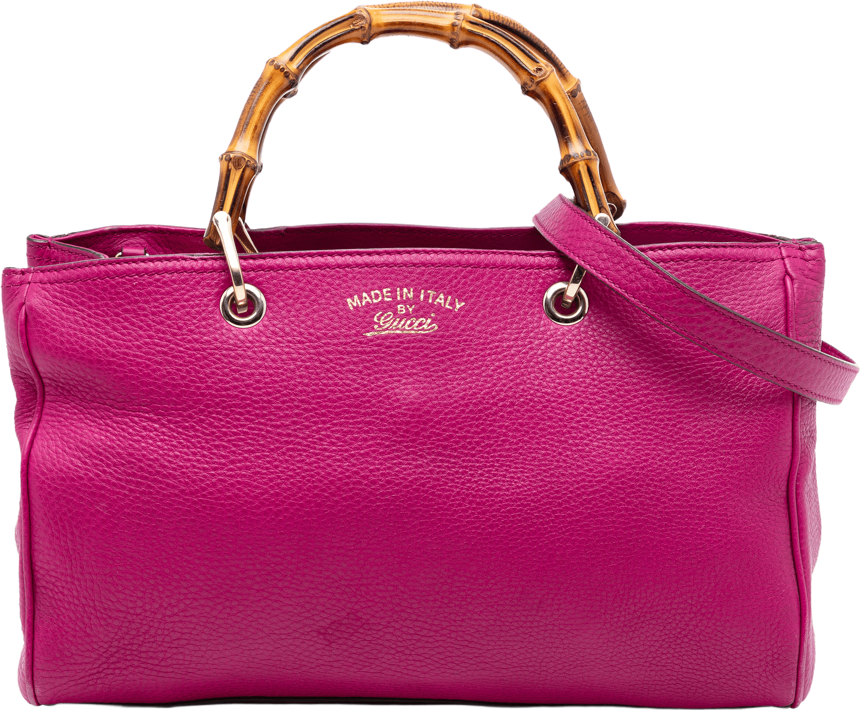 Gucci Medium Calfskin Bamboo Shopper Satchel, från Luxclusif, i färgen hot pink.