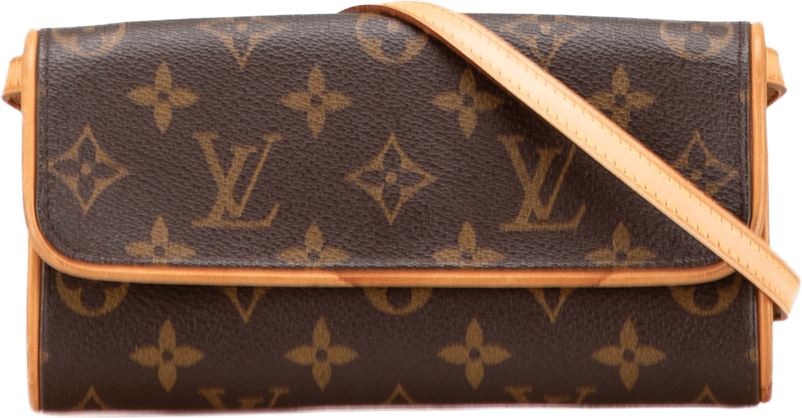 Louis Vuitton Monogram Pochette Twin Pm, från Luxclusif, i färgen brown.