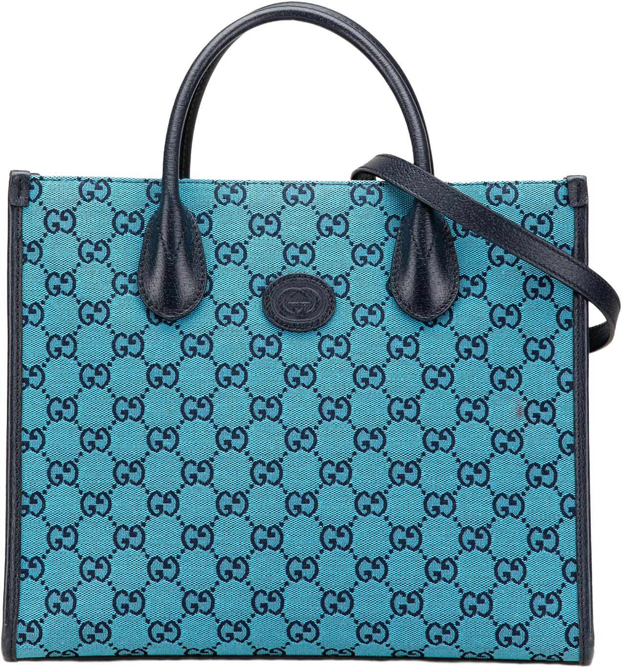 Gucci Small Gg Canvas Interlocking G Tote, från Luxclusif, i färgen blue.