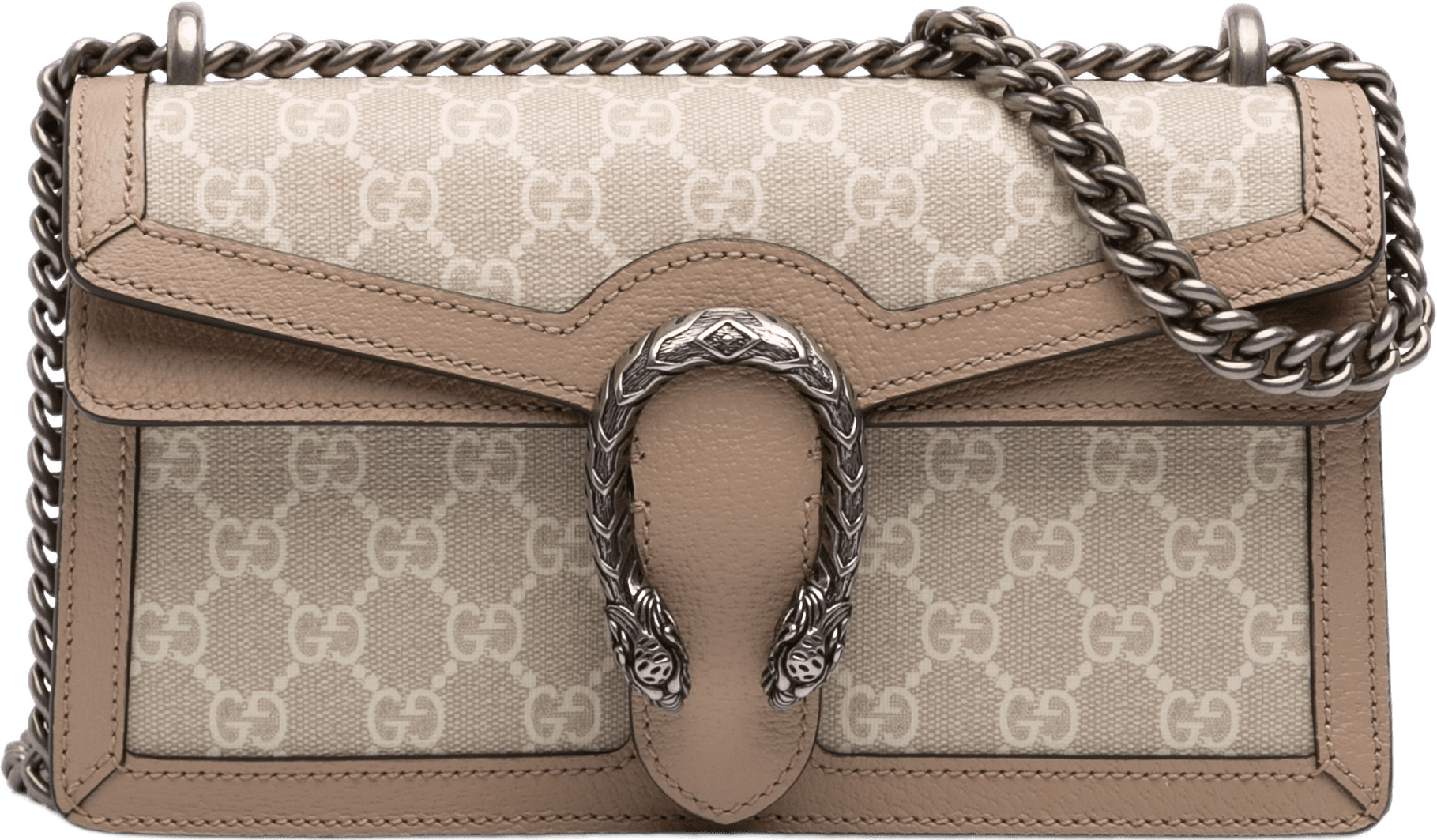 Gucci Medium Gg Supreme Dionysus Crossbody, från Luxclusif, i färgen beige.