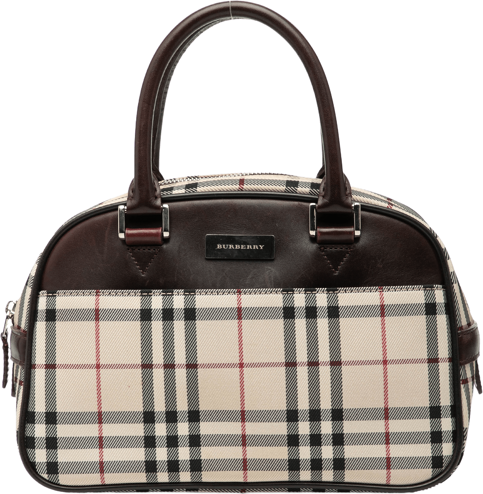 Burberry House Check Canvas Handbag, från Luxclusif, i färgen beige.