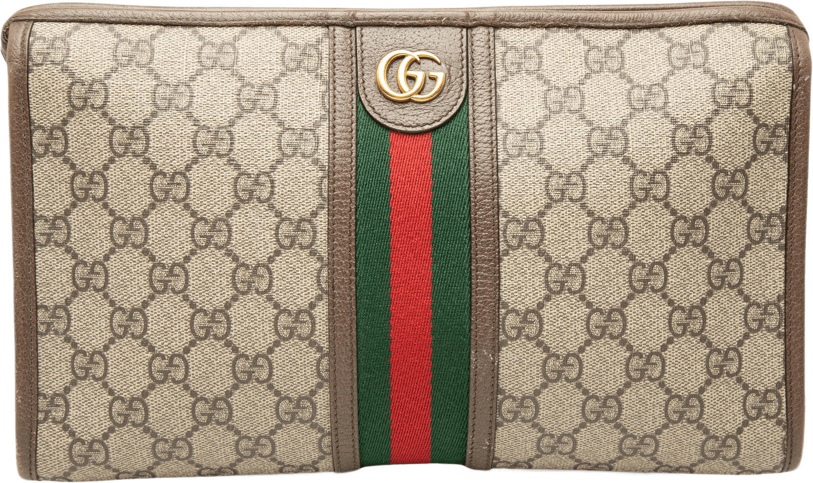 Gucci Gg Supreme Web Ophidia Clutch, från Luxclusif, i färgen beige.