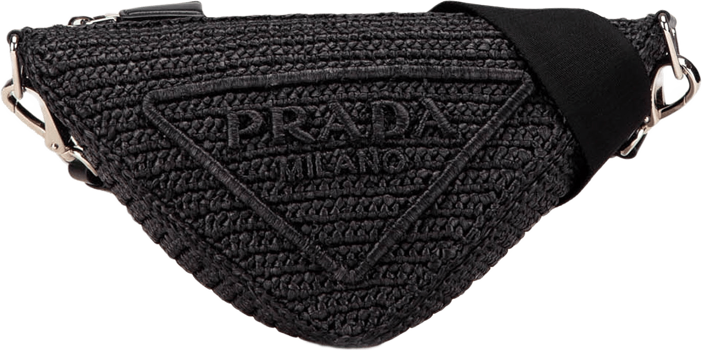 Prada Raffia Effect Crochet Triangle Crossbody