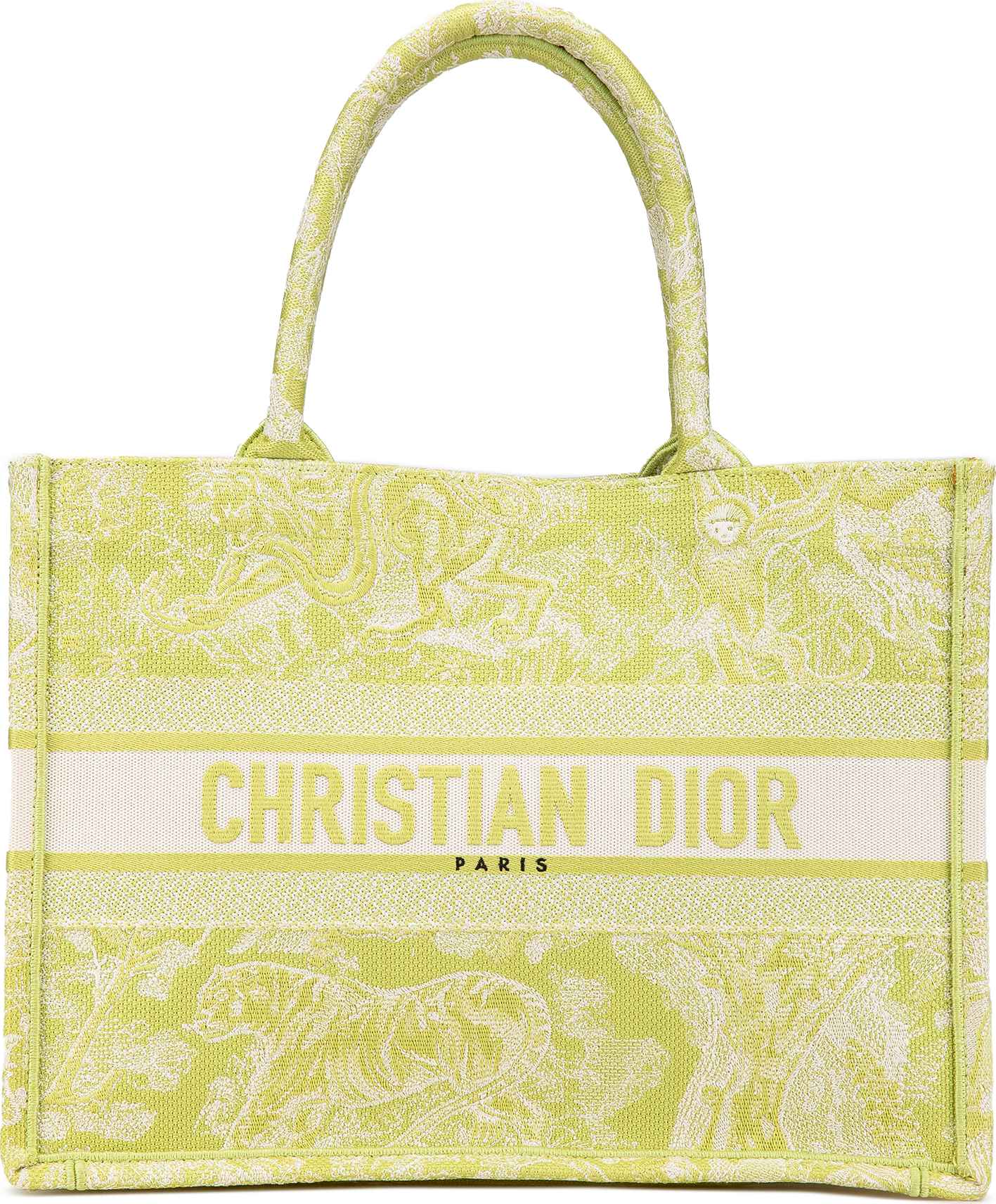 Dior Medium Canvas Embroidered Dioriviera Toile De Jouy Book Tote, från Luxclusif, i färgen light green.