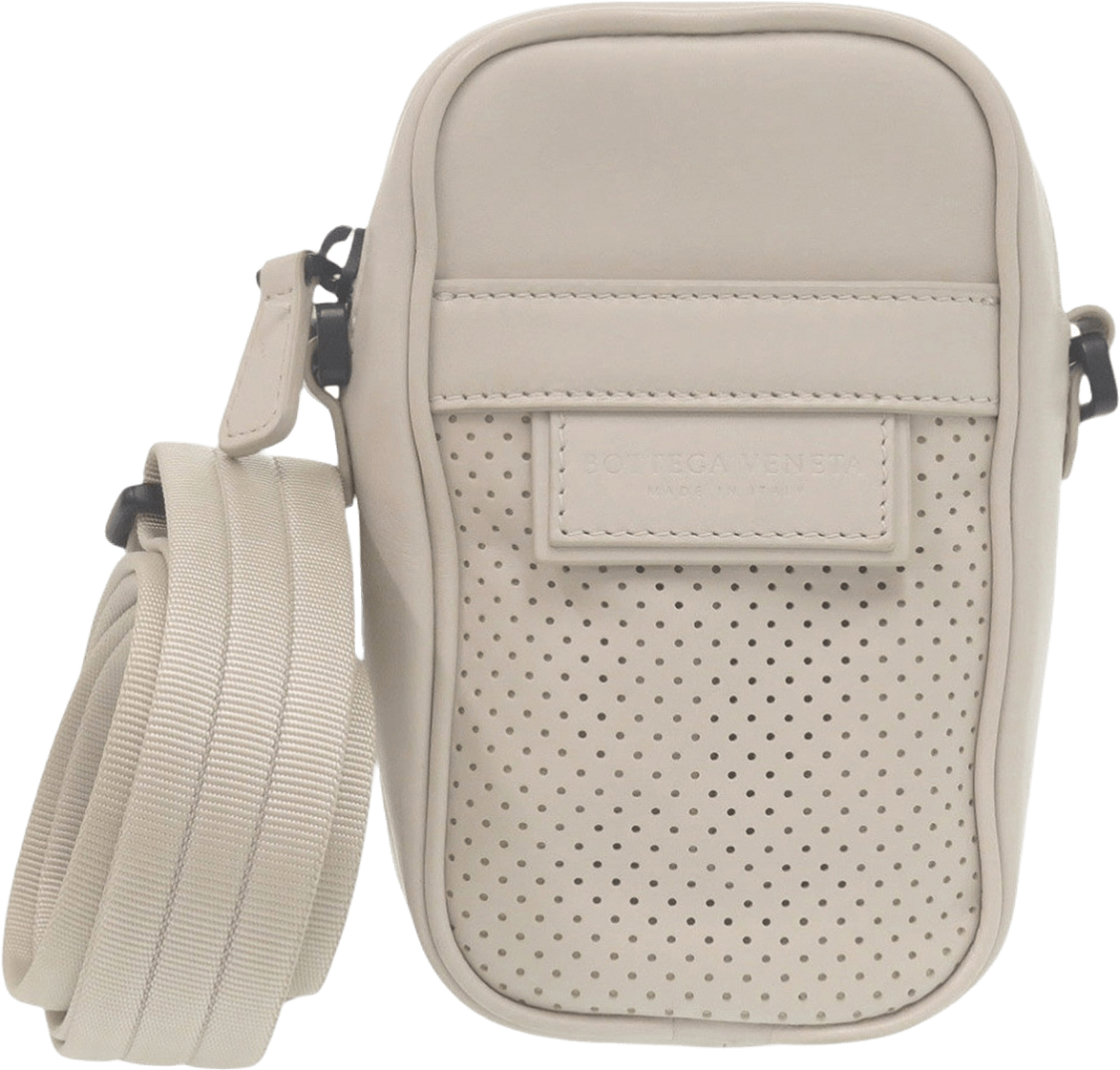Bottega Veneta Perforated Calfskin Leggero Crossbody, från Luxclusif, i färgen ivory.