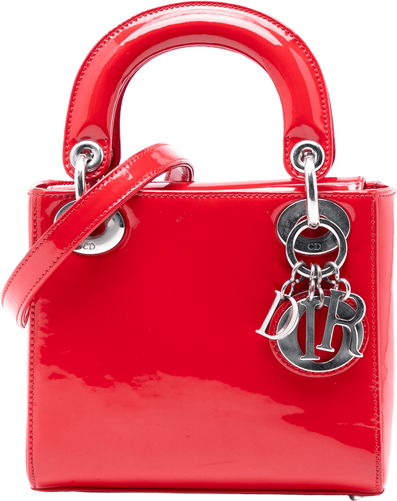 Dior Mini Patent Lady Dior, från Luxclusif, i färgen red.