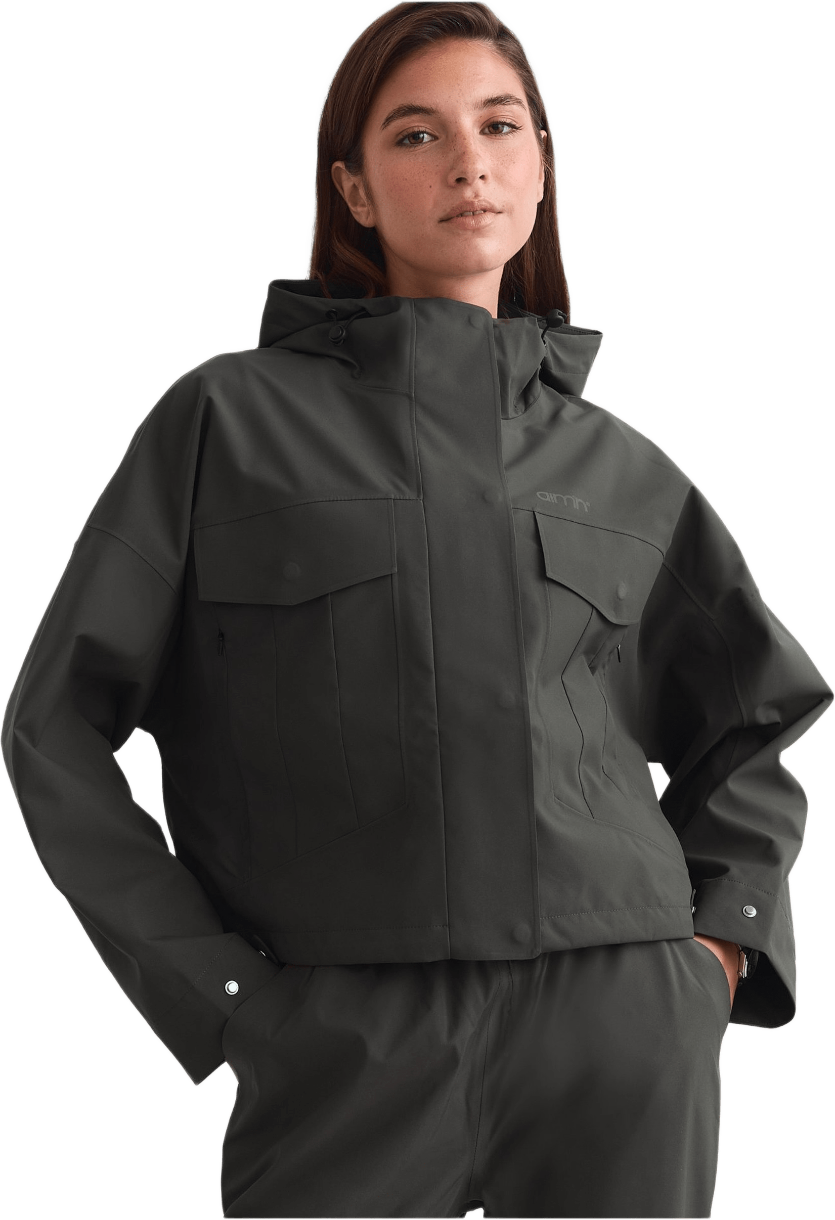 Waterproof Jacket, från aim'n, i färgen dark ivy.