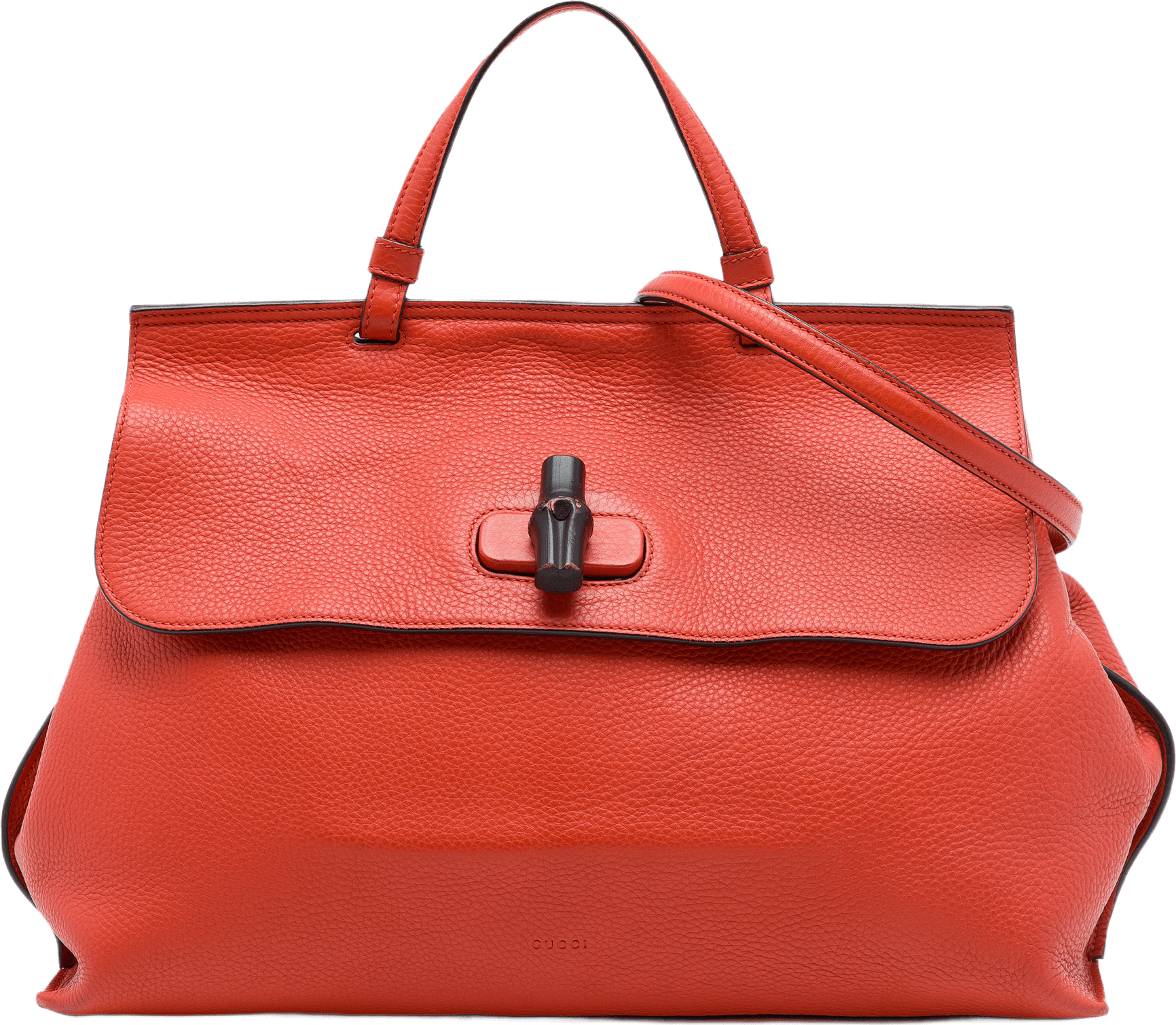 Gucci Large Calfskin Bamboo Daily Satchel, från Luxclusif, i färgen orange.