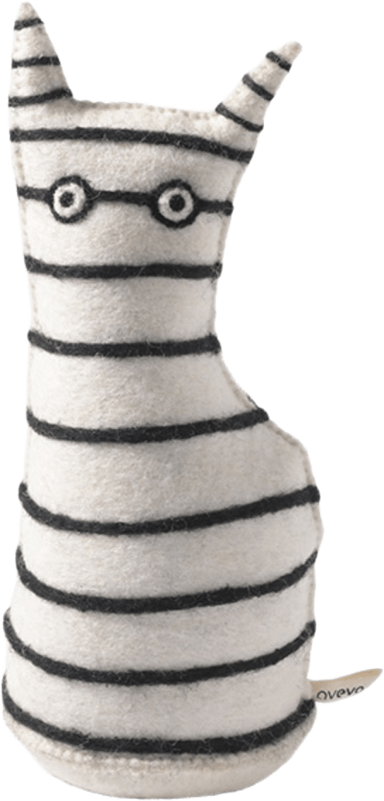 Dörrstopp Katt Stripe, från Aveva Design, i färgen vit/svart.
