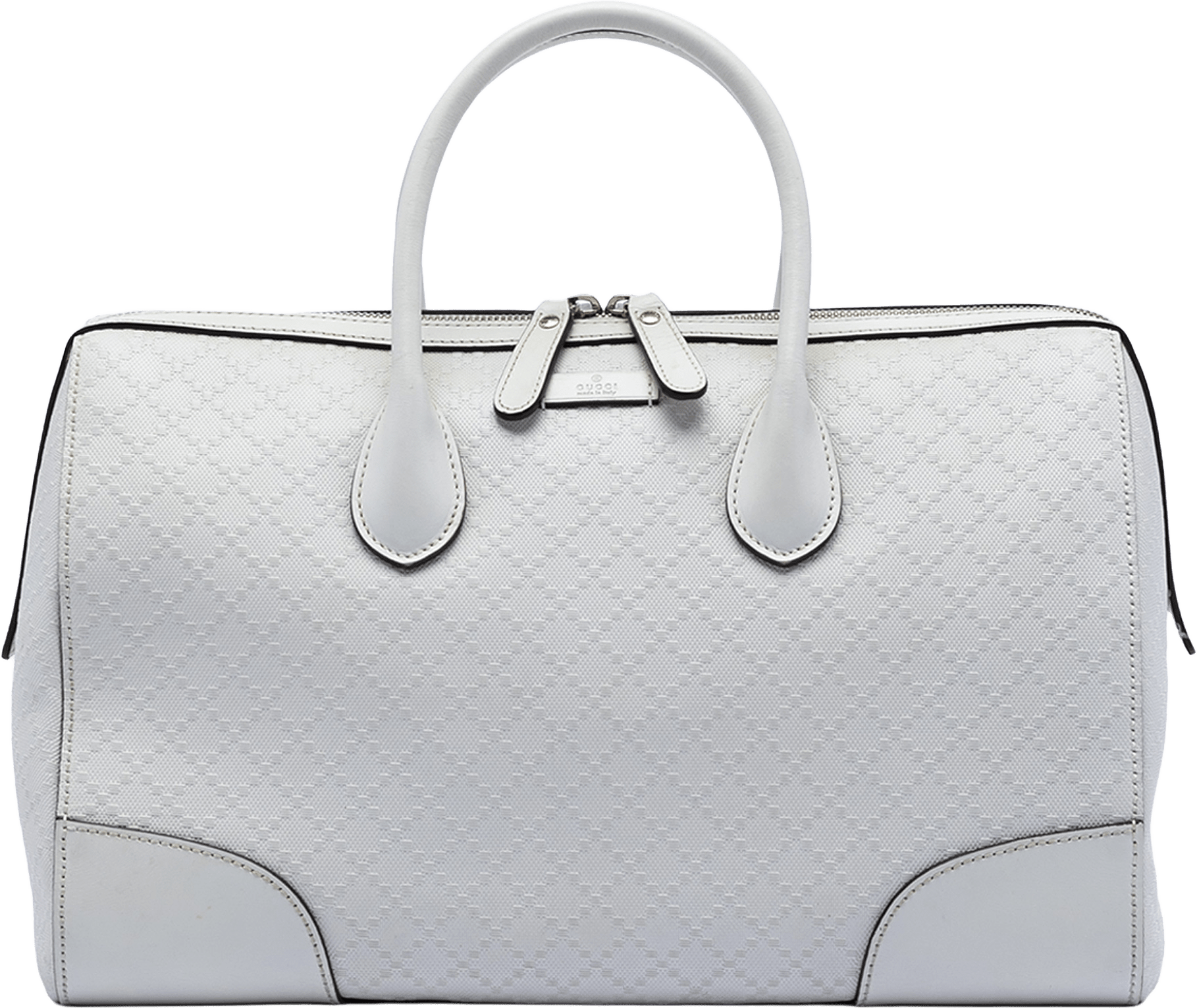 Gucci Medium Diamante Leather Boston Bag, från Luxclusif, i färgen white.
