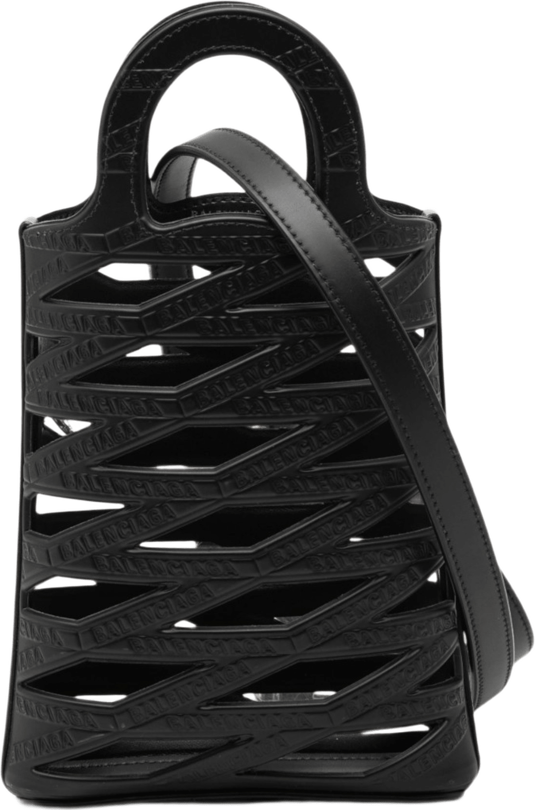 Balenciaga Leather Neo Basket Phone Holder, från Luxclusif, i färgen svart.