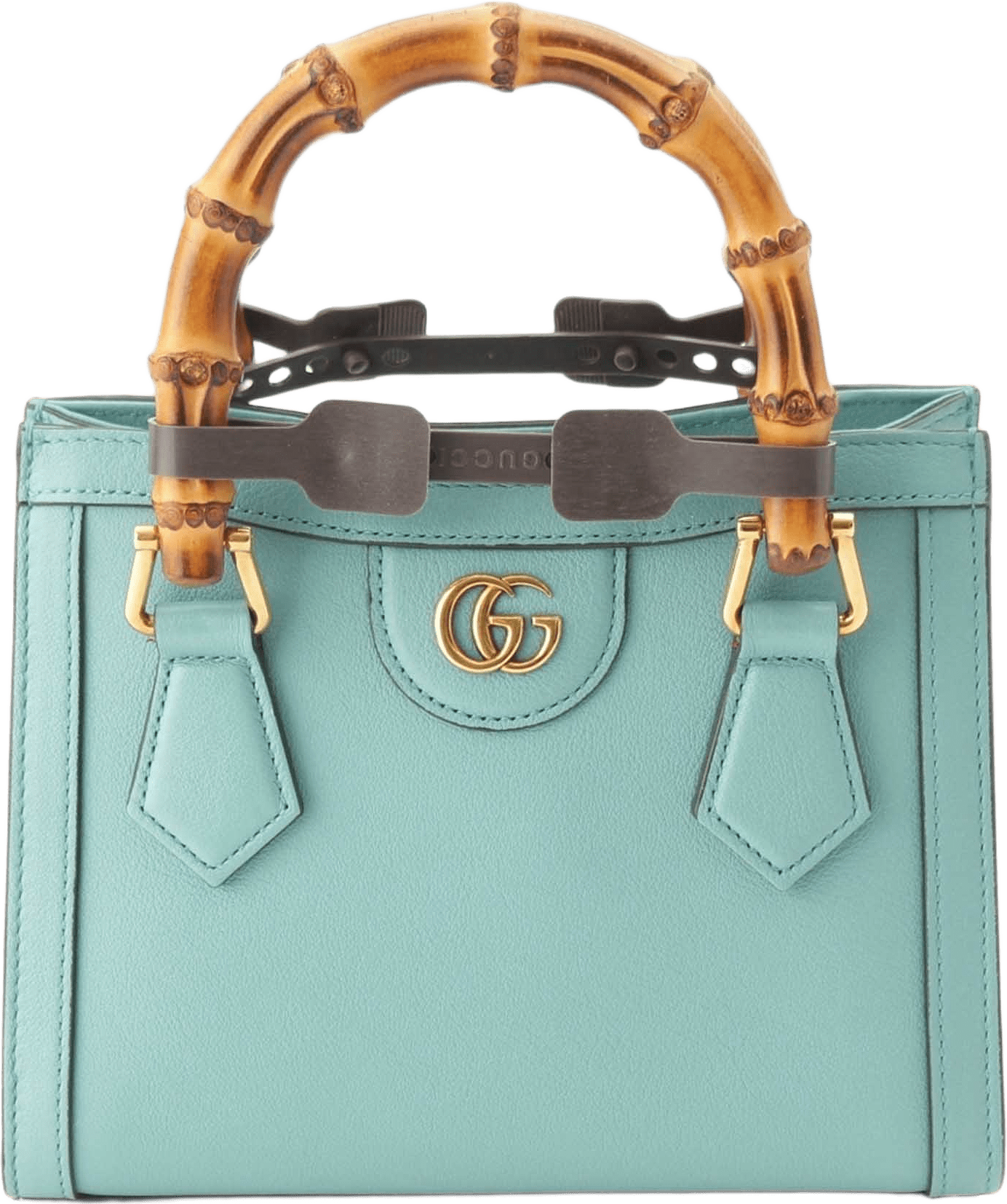 Gucci Mini Calfskin Bamboo Diana Satchel, från Luxclusif, i färgen blå.