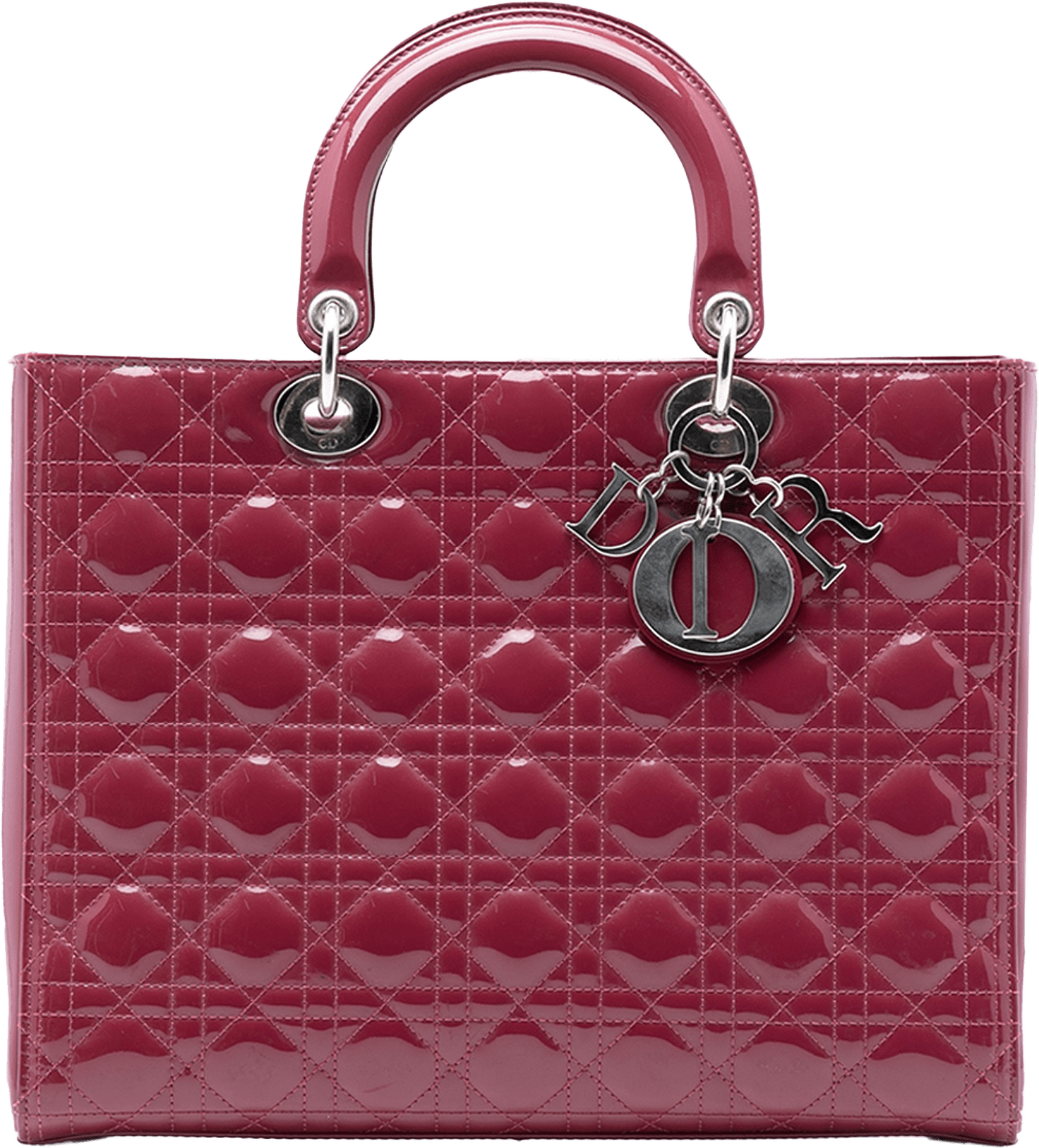 Dior Large Patent Cannage Lady Dior, från Luxclusif, i färgen dark red.