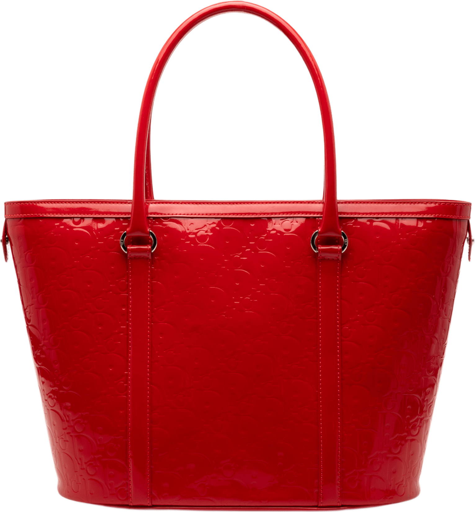 Dior Diorissimo Trotter Patent Tote, från Luxclusif, i färgen red.