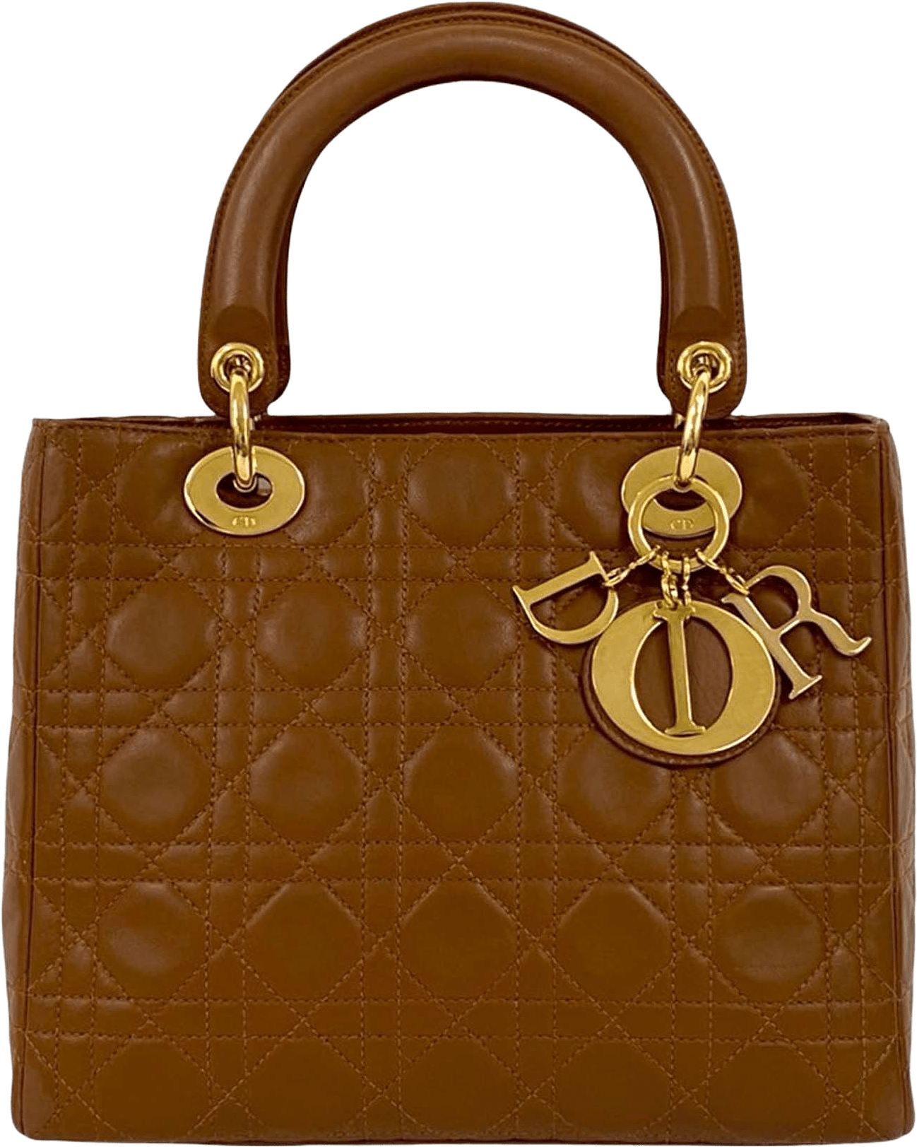 Dior Medium Lambskin Cannage Lady Dior, från Luxclusif, i färgen brown.