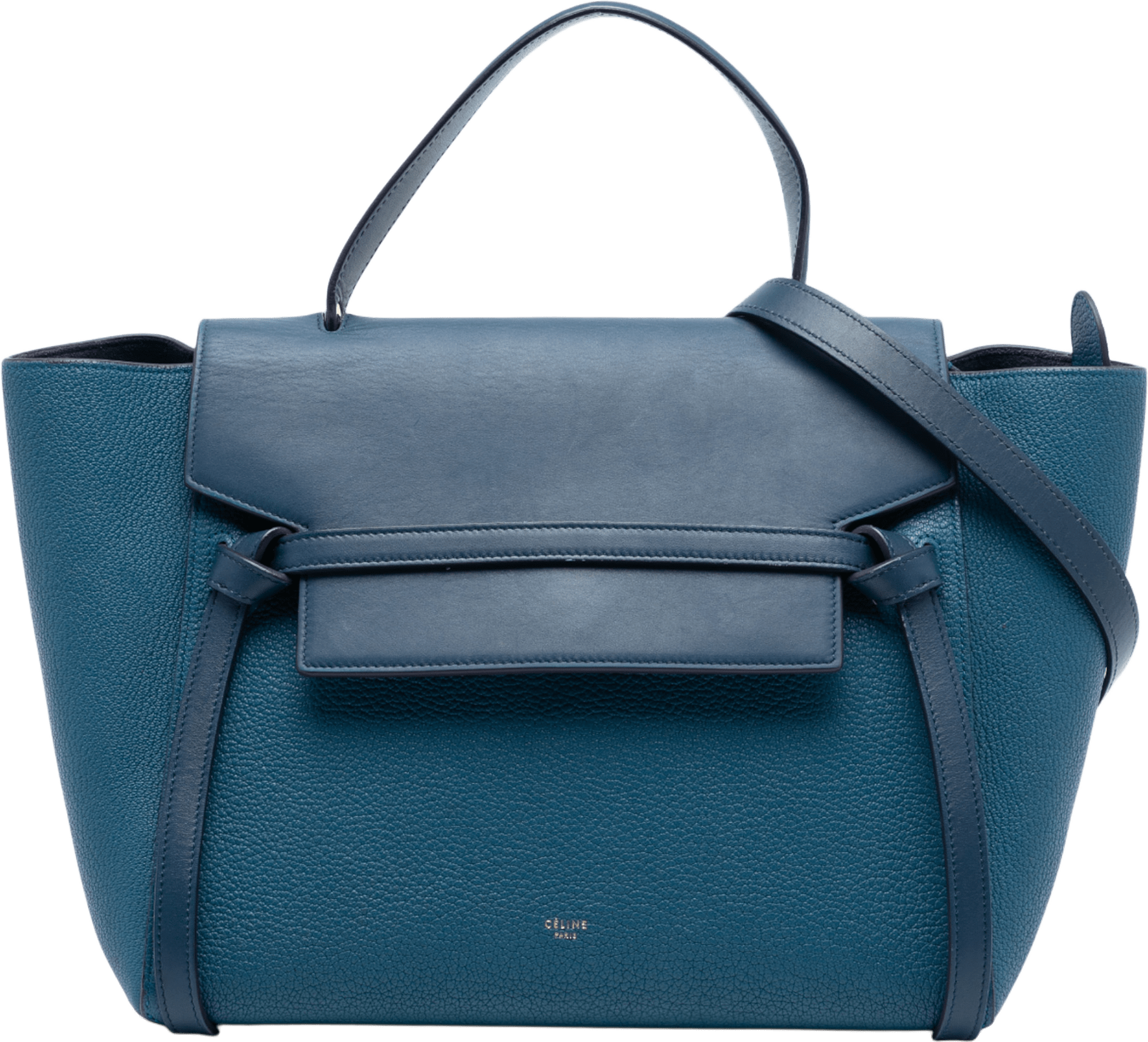 Celine Mini Grained And Smooth Calfskin Belt Bag, från Luxclusif, i färgen blue.